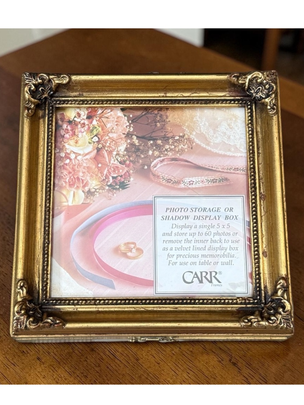 Carr Vintage Photo Display Box Jewelry Storage Table or Hanging Gold Ornate New